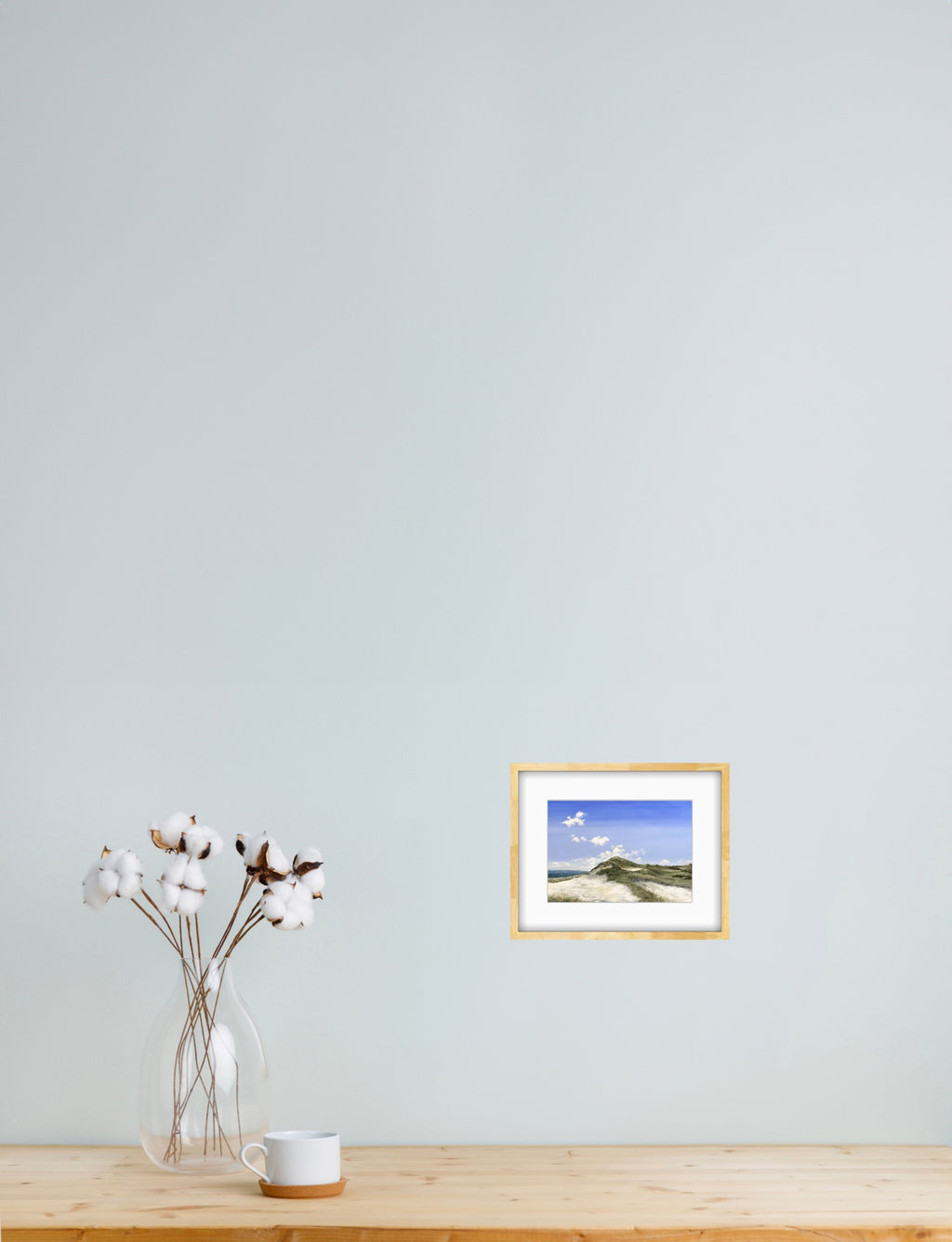 Fredens klit- Kunstkort af Billedkunstner Gitte Toft i smuk egeramme.