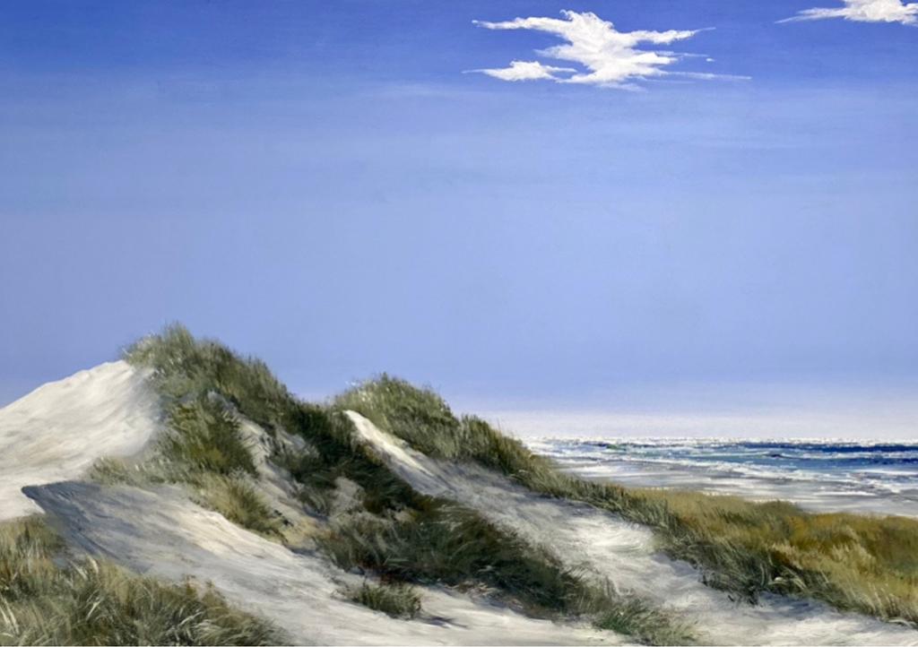 De store klitter i Gl. Skagen - Kunstkort af Billedkunstner Gitte Toft i smuk egeramme.