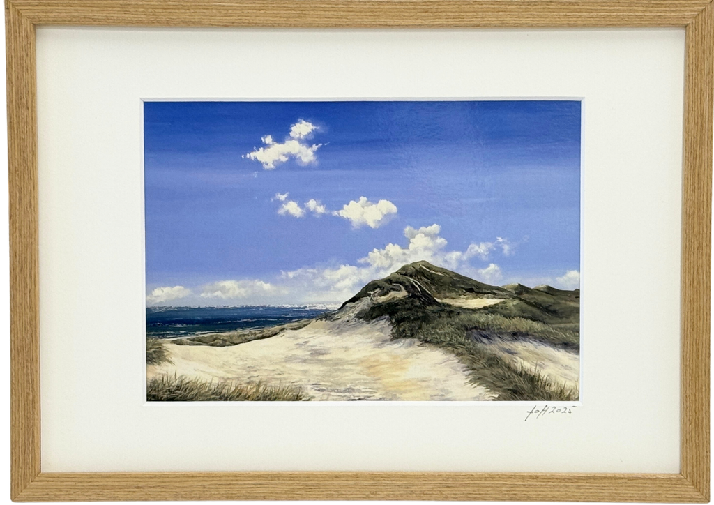 Fredens klit- Kunstkort af Billedkunstner Gitte Toft i smuk egeramme.