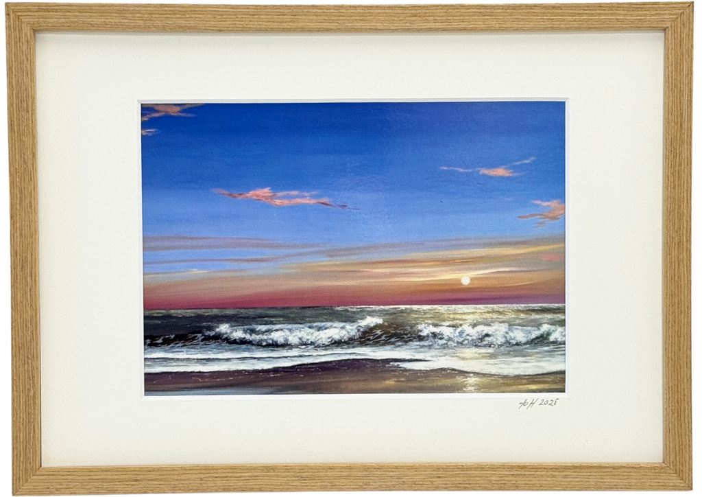 Gl. Skagen - Kunstkort af Billedkunstner Gitte Toft i smuk egeramme.