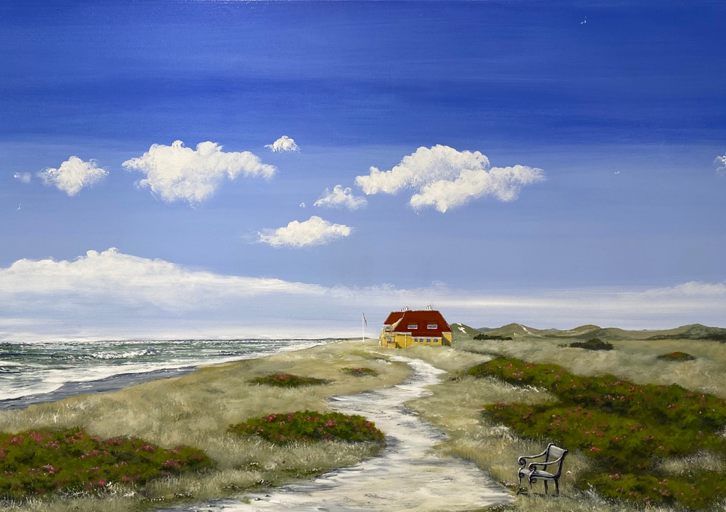 Kongevillaen - Kunstkort af Billedkunstner Gitte Toft i smuk egeramme.