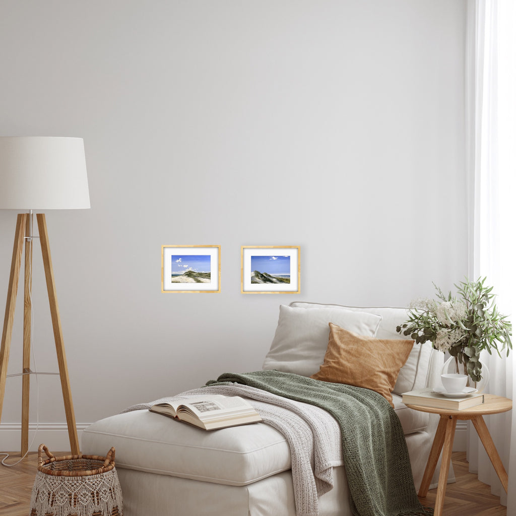 De store klitter i Gl. Skagen - Kunstkort af Billedkunstner Gitte Toft i smuk egeramme.