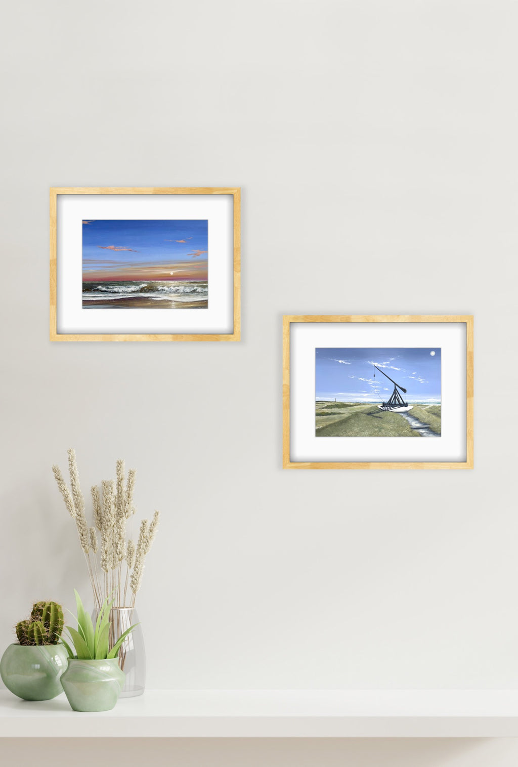 Gl. Skagen - Kunstkort af Billedkunstner Gitte Toft i smuk egeramme.