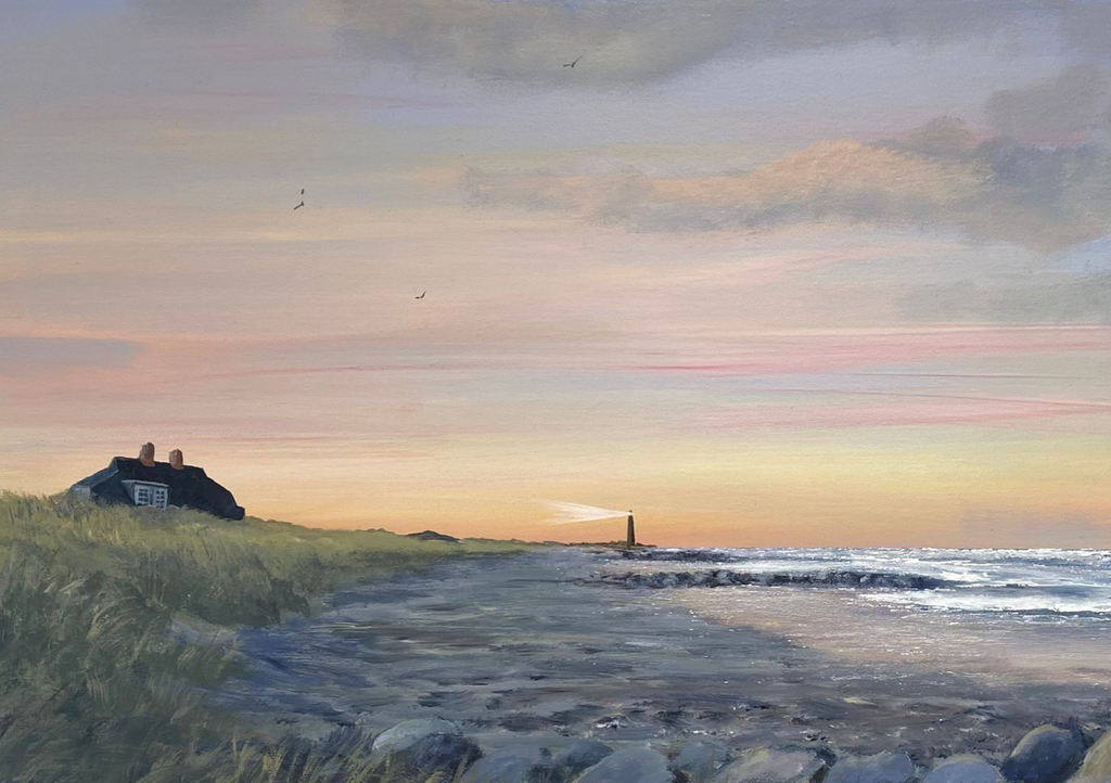 Nansenhuset - Kunstkort af Billedkunstner Gitte Toft i smuk egeramme.