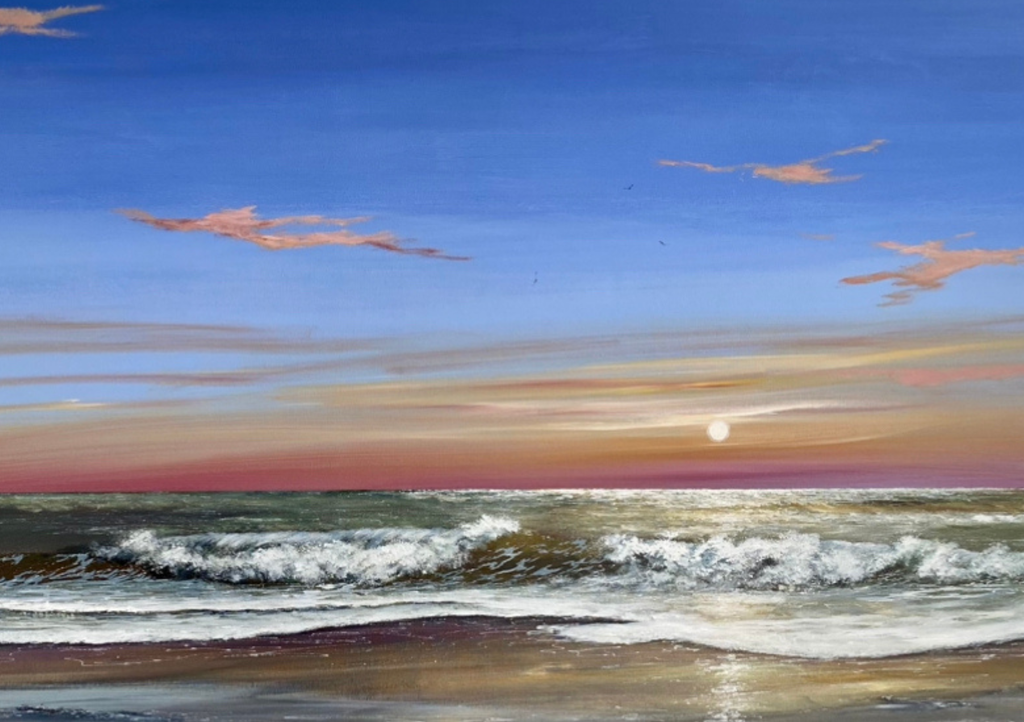 Gl. Skagen - Kunstkort af Billedkunstner Gitte Toft i smuk egeramme.