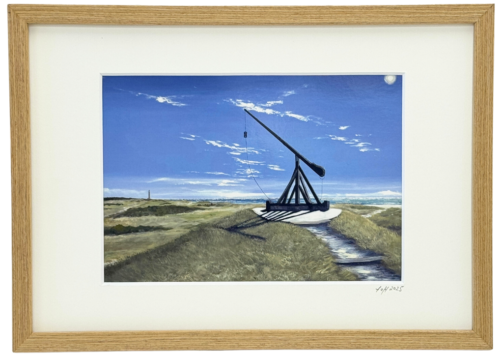 Vippefyret - Kunstkort af Billedkunstner Gitte Toft i smuk egeramme.